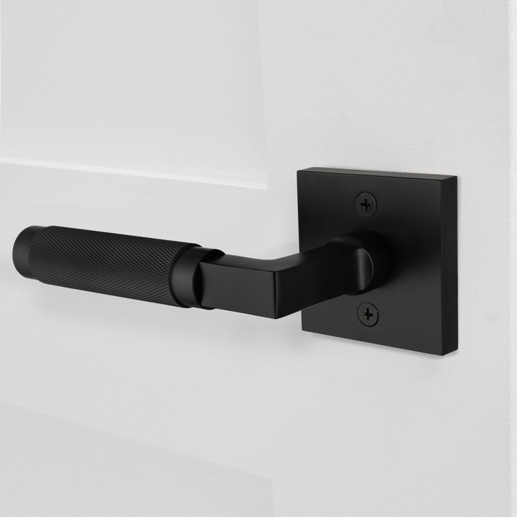 Matte Black Solid Brass Door Lever with Knurled Handle