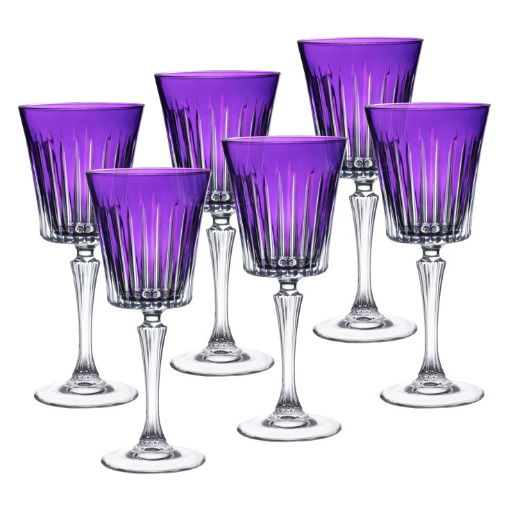 Elegant Purple Crystal Goblet Set of 6