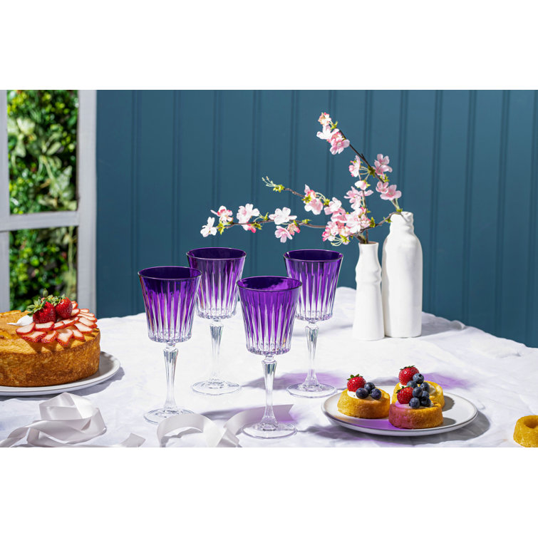 Elegant Purple Crystal Goblet Set of 6