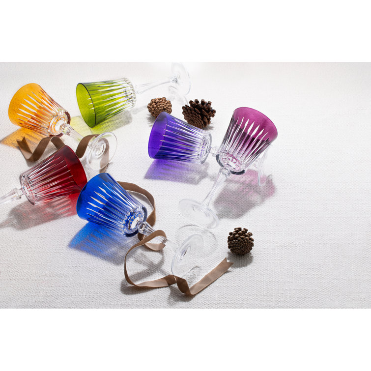 Vibrant Multicolor Crystal Goblet Set of 6