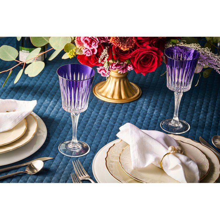 Elegant Purple Crystal Goblet Set of 6