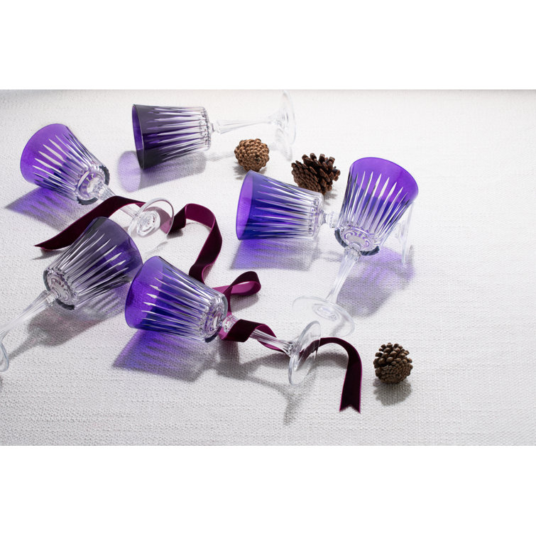 Elegant Purple Crystal Goblet Set of 6