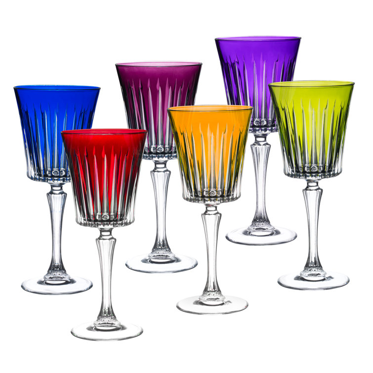 Vibrant Multicolor Crystal Goblet Set of 6