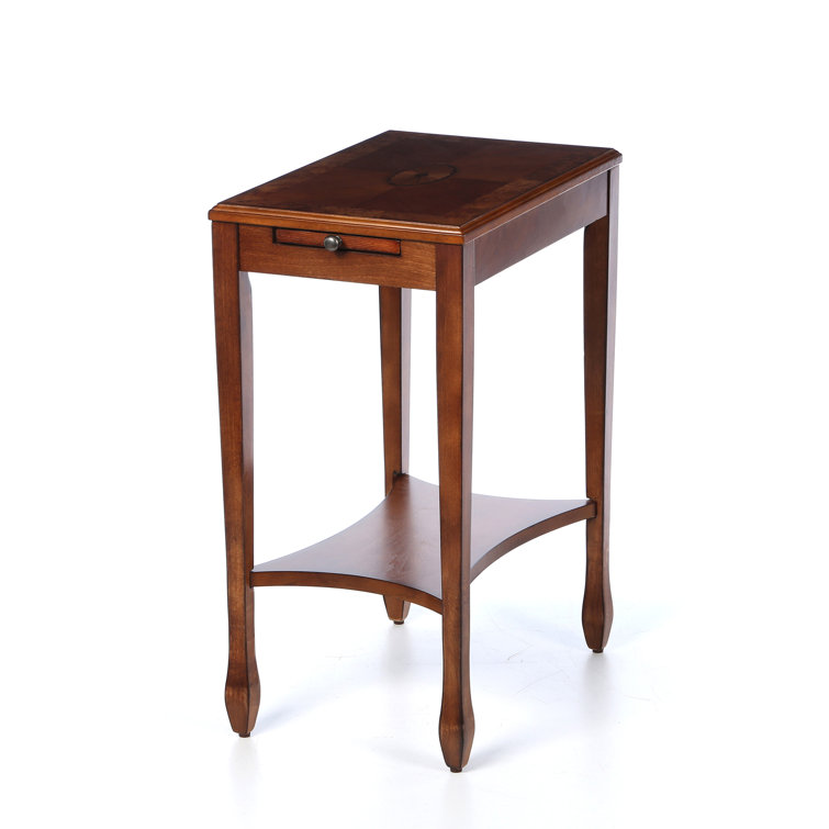 Olive Ash Burl Wood Side Table with Storage