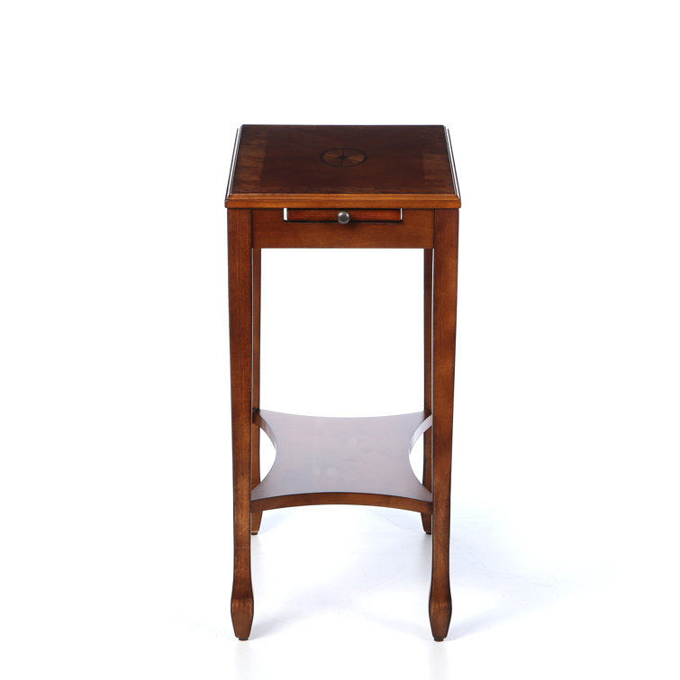 Olive Ash Burl Wood Side Table with Storage