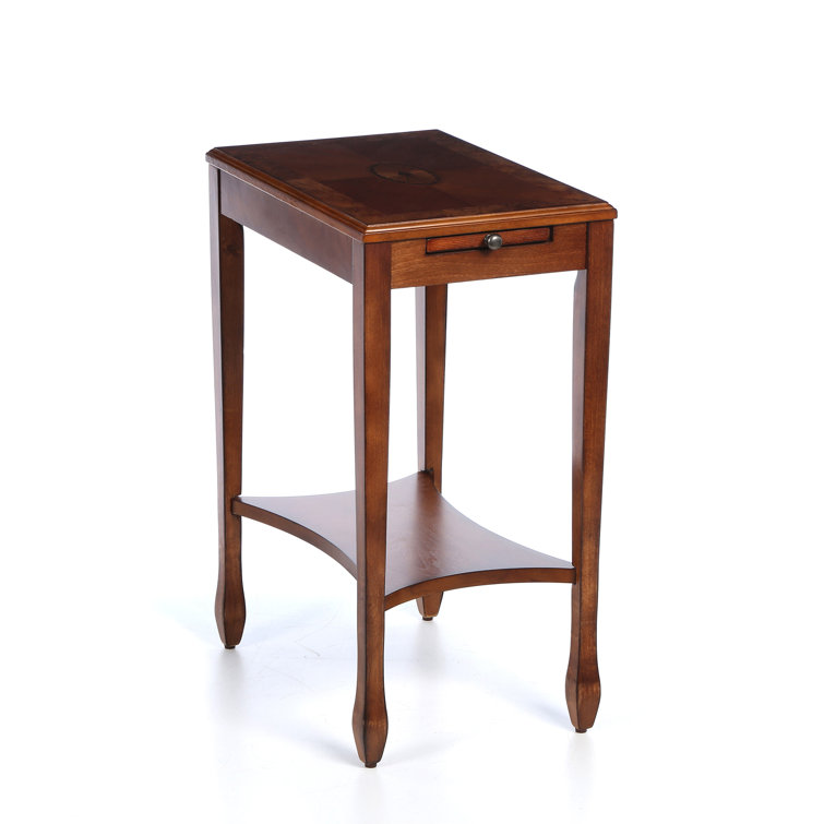 Olive Ash Burl Wood Side Table with Storage