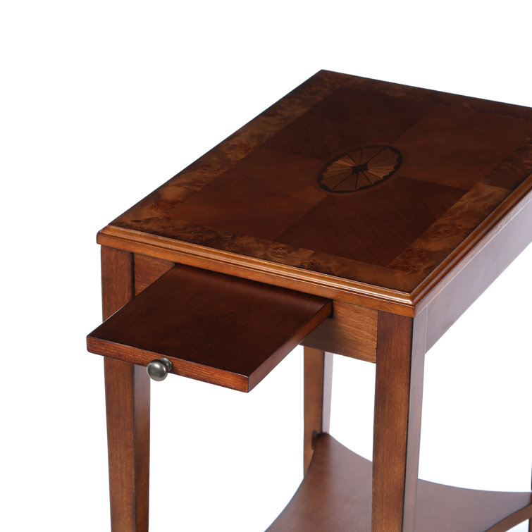Olive Ash Burl Wood Side Table with Storage