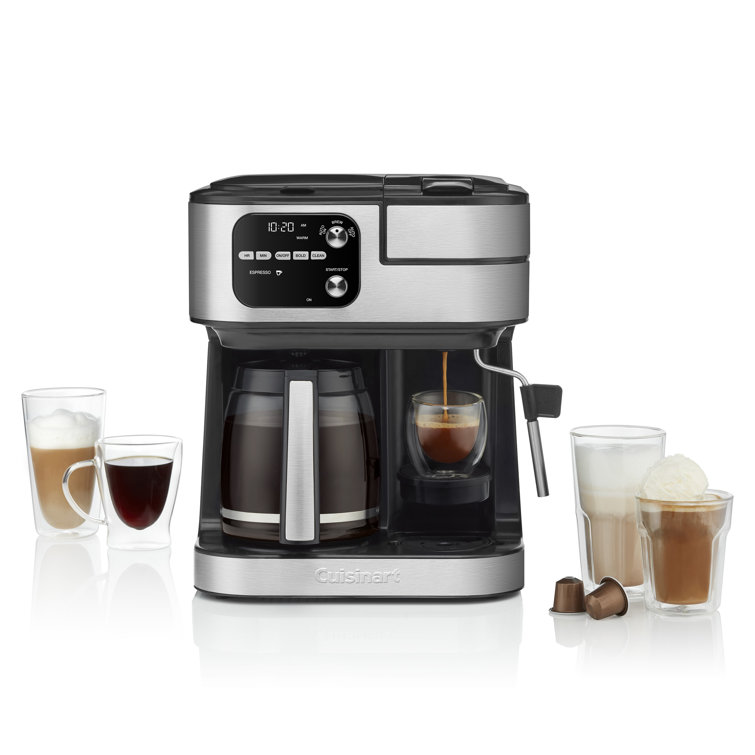 Silver Stainless Steel 12-Cup Coffee Machine with Steam Wand