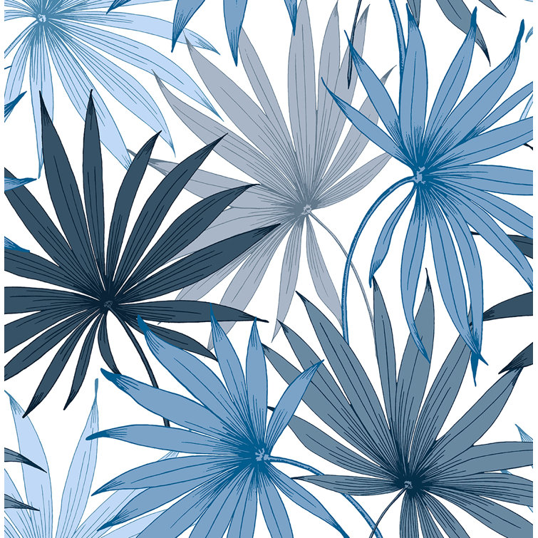 Blue Seas Tropical Palm Toss Peel and Stick Vinyl Wallpaper