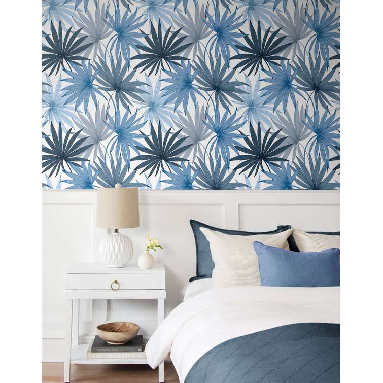 Blue Seas Tropical Palm Toss Peel and Stick Vinyl Wallpaper