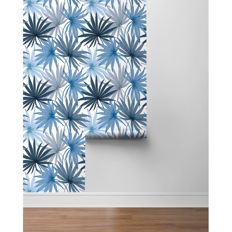 Blue Seas Tropical Palm Toss Peel and Stick Vinyl Wallpaper