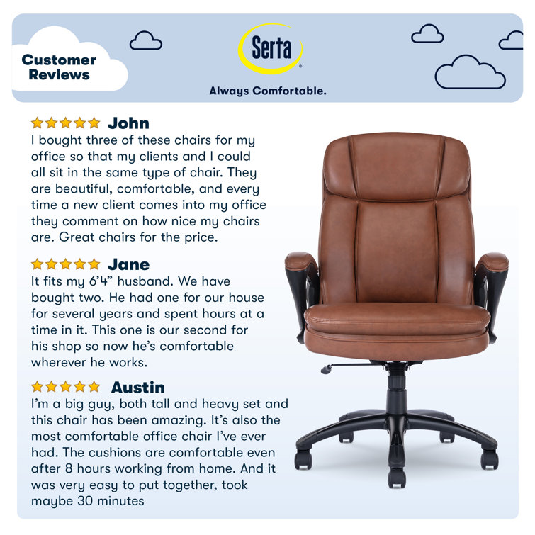 Cognac Faux Leather High Back Executive Swivel Chair