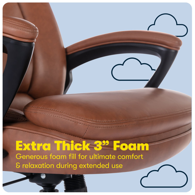 Cognac Faux Leather High Back Executive Swivel Chair