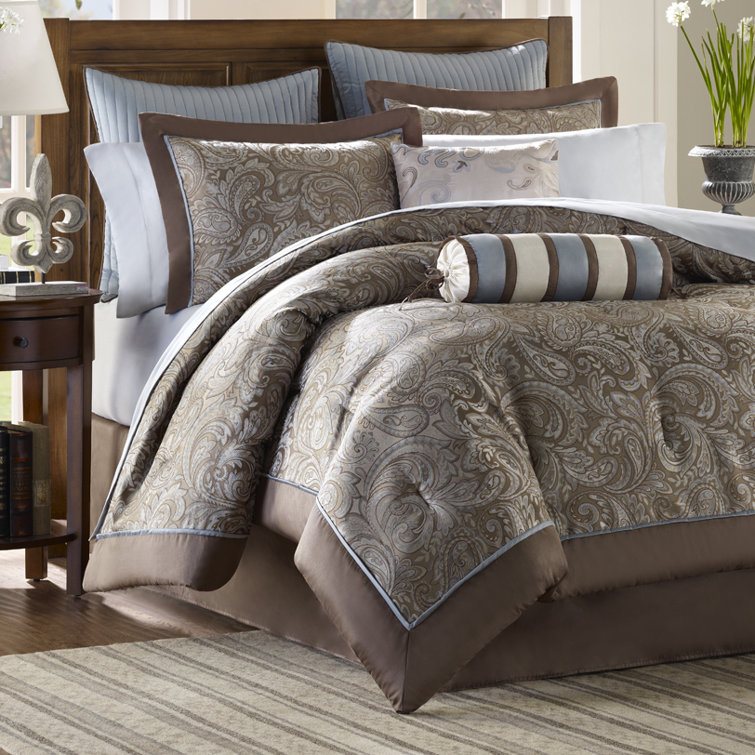 California King Blue Jacquard Cotton Comforter Set