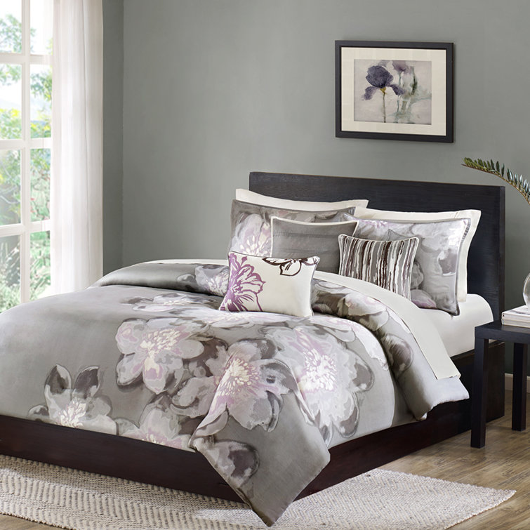 Serena Gray Cotton 7-Piece Queen Comforter Set