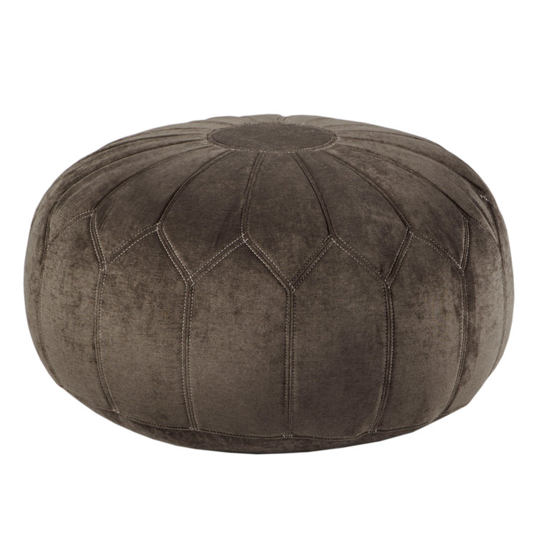 Aryana Chic Oversized Round Pouf Ottoman with Distinctive Stitching