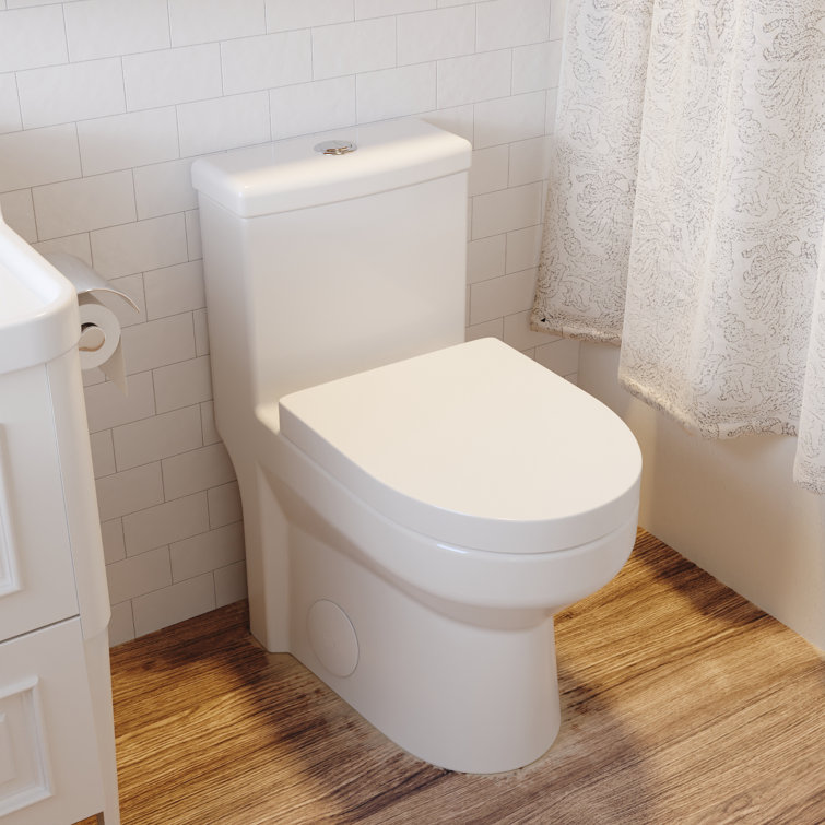 Compact White Ceramic Dual Flush Round Toilet with Seat