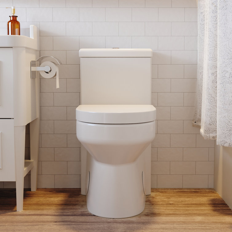 Compact White Ceramic Dual Flush Round Toilet with Seat