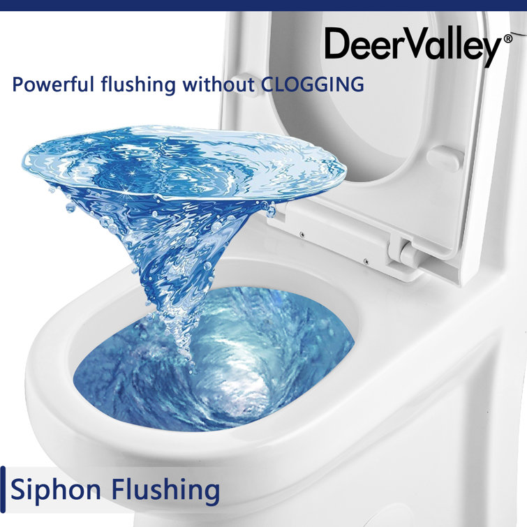Compact White Ceramic Dual Flush Round Toilet with Seat