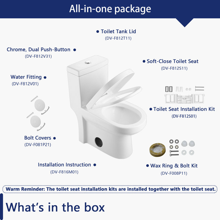 Compact White Ceramic Dual Flush Round Toilet with Seat