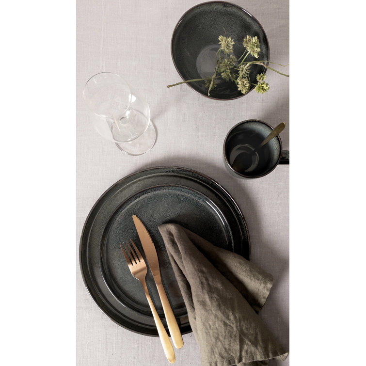 Modern Blue Ceramic Round Salad/Dessert Plates Set of 4