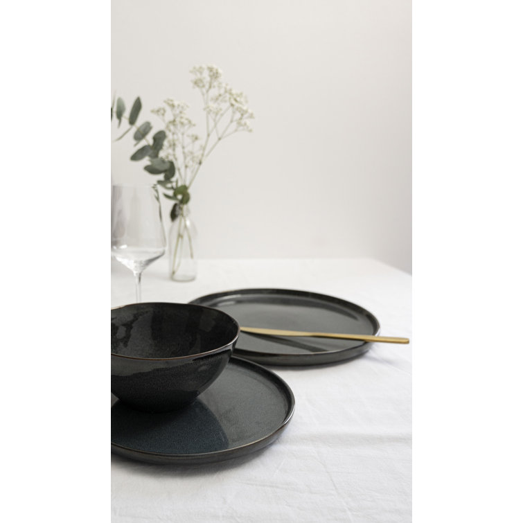 Modern Blue Ceramic Round Salad/Dessert Plates Set of 4