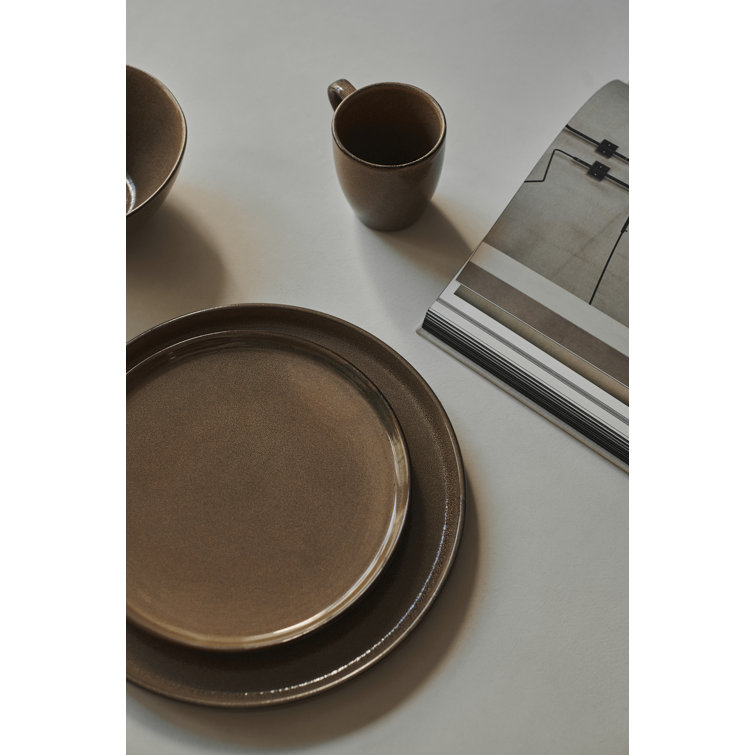 Beige Ceramic 12-Piece Dinnerware Set - Service for 4