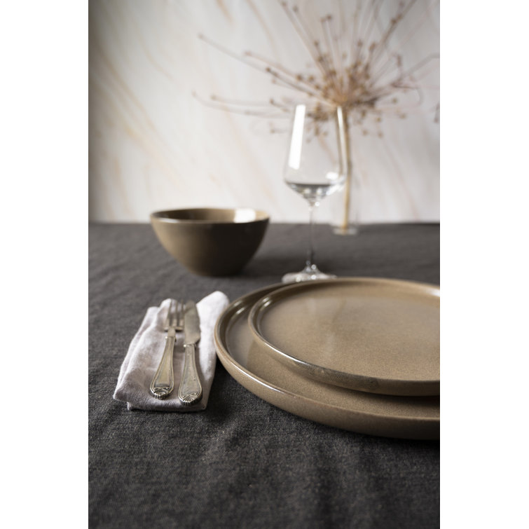 Beige Ceramic 12-Piece Dinnerware Set - Service for 4