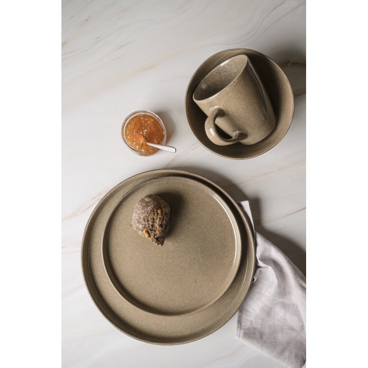 Beige Ceramic 12-Piece Dinnerware Set - Service for 4