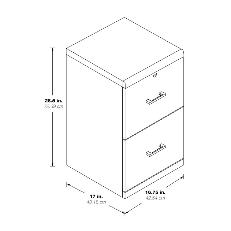 Espresso Alpine 2-Drawer Vertical Lockable File Cabinet