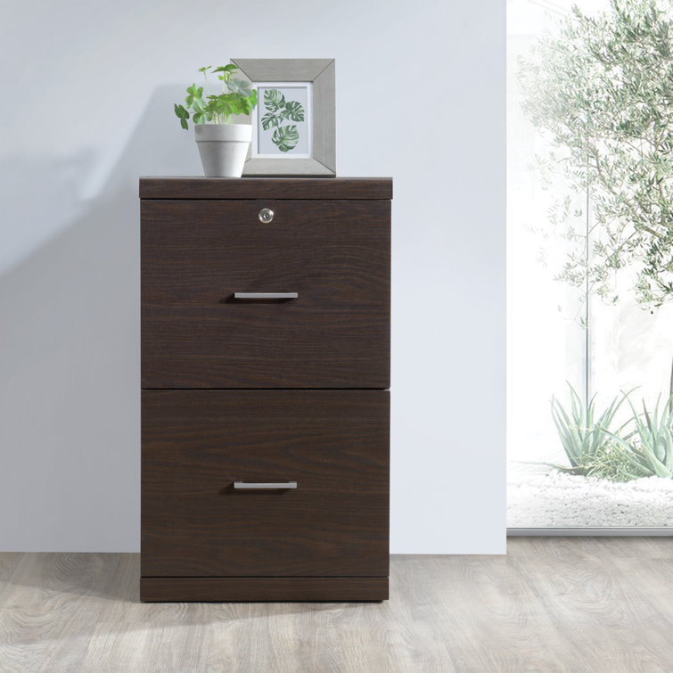 Espresso Alpine 2-Drawer Vertical Lockable File Cabinet