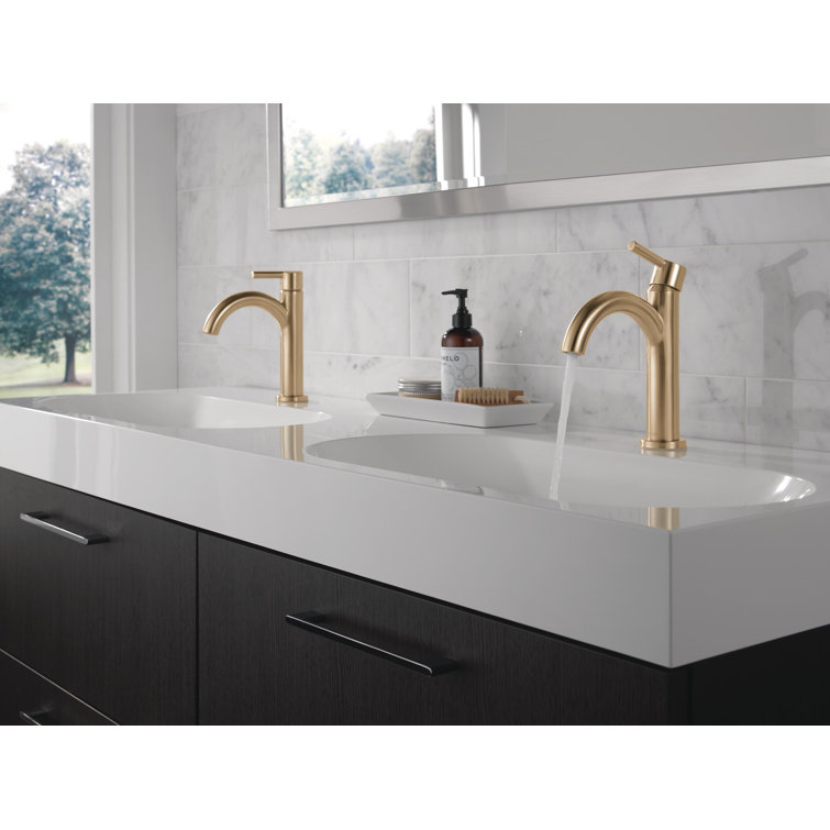Champagne Bronze Single Handle Bathroom Faucet with Drain Assembly