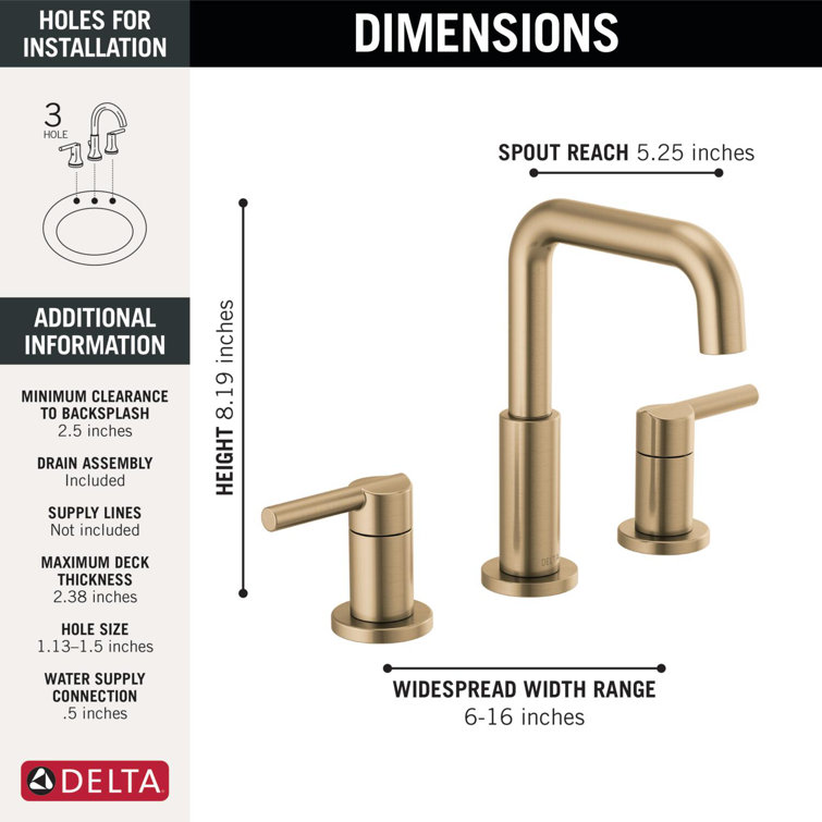 Delta Nicoli Champagne Bronze 2-Handle Widespread Bathroom Faucet