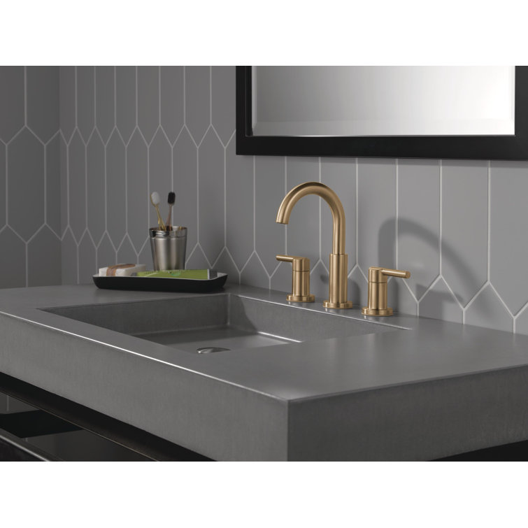 Champagne Bronze Widespread Bathroom Faucet with Drain Assembly