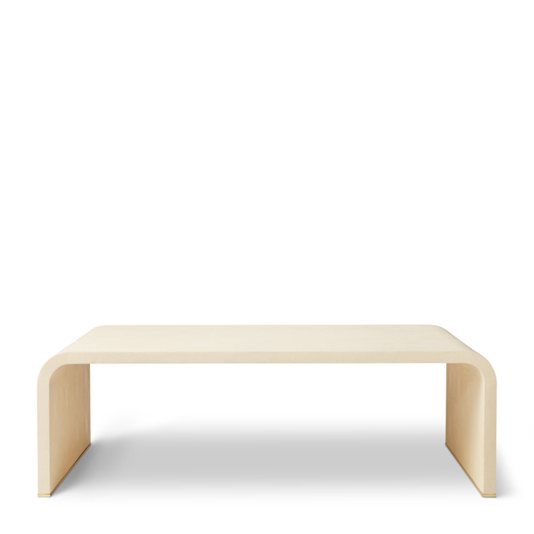 Cream Maple Rectangular Coffee Table with Brass Detailing