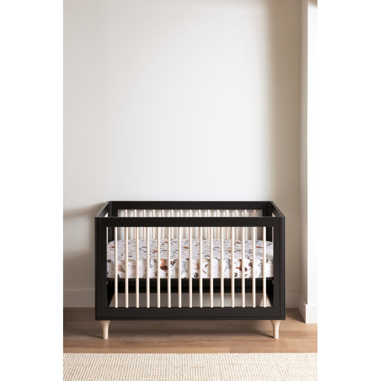 Black and Natural Pine 3-in-1 Convertible Crib with Toddler Bed
