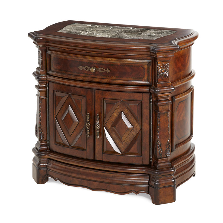 Windsor Court Vintage Brown Marble Top Nightstand