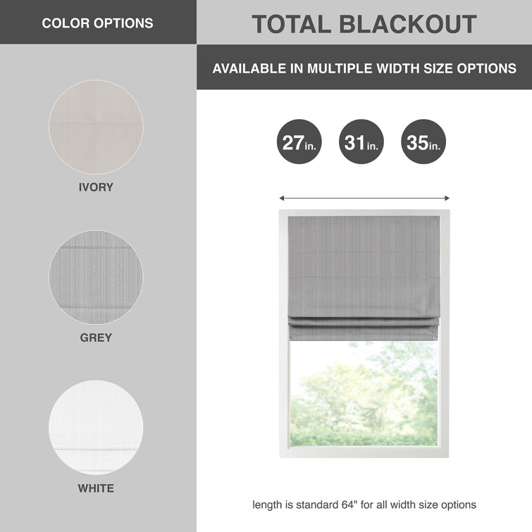 Gray Basketweave Cordless Blackout Roman Shade
