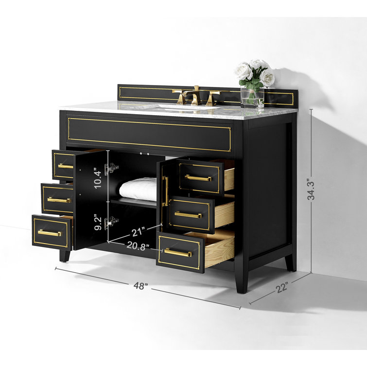 Aspen 48'' Black Onyx Bathroom Vanity with Marble Top
