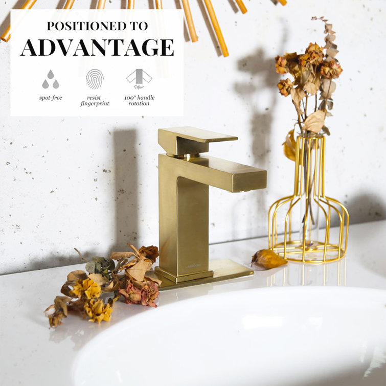 Brushed Gold Single Handle Square Bathroom Faucet