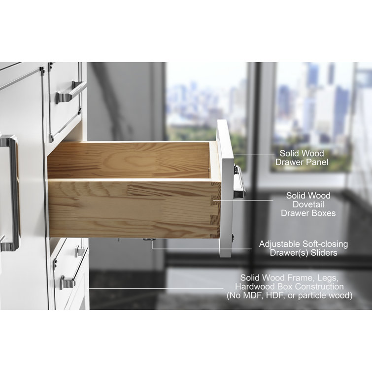 Aspen 60'' White Double Sink Bathroom Vanity with Marble Top