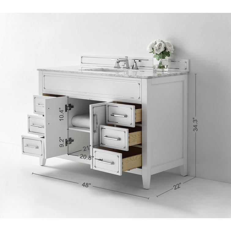 Aspen 48'' White Marble Top Single Bathroom Vanity
