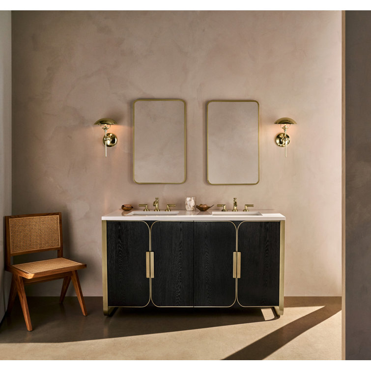 Aged Brass Metal Framed Medicine Cabinet with Mirror