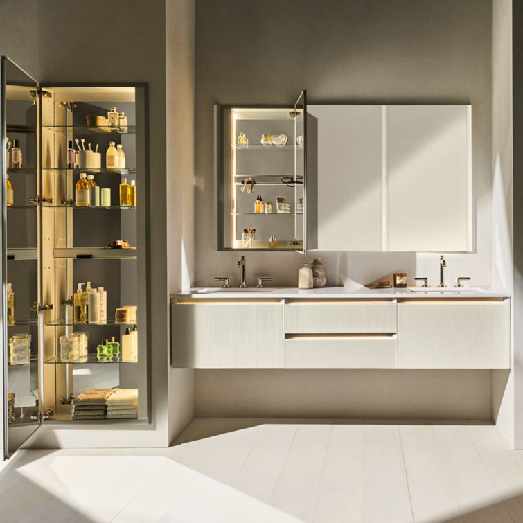 Polished Edge 20" x 36" Illuminated Medicine Cabinet with Slow Close Hinges