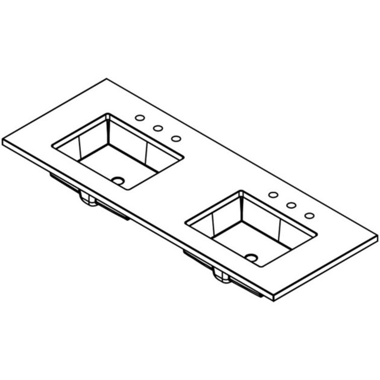 Pietra Black Quartz Double Vanity Top with Undercounter Sinks