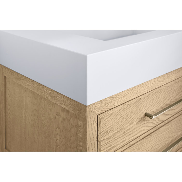 Rustic Oak Double Freestanding Vanity with Brushed Pewter Finish