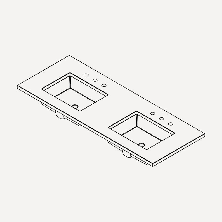 Pietra Black Quartz Double Vanity Top with Undercounter Sinks