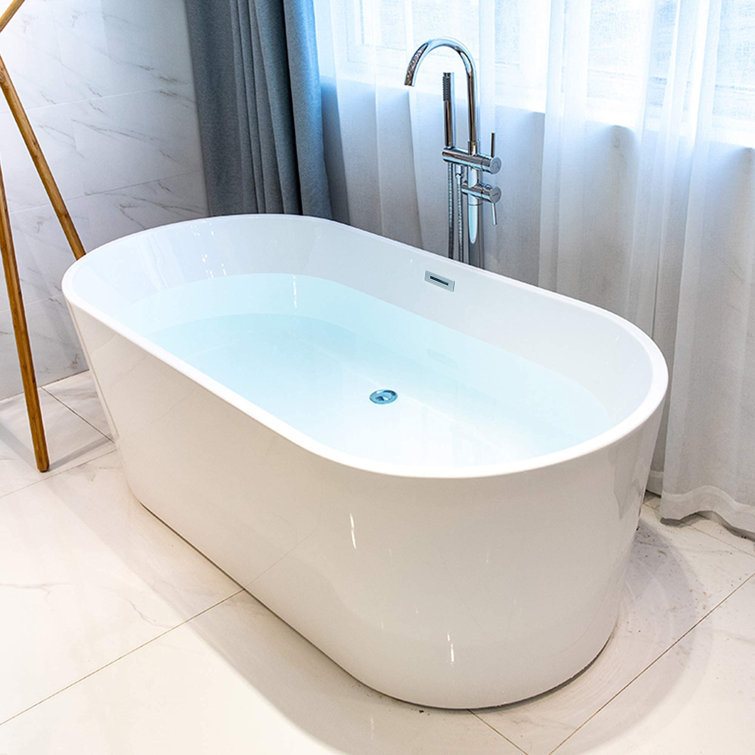 67" x 32" White Freestanding Acrylic Soaking Bathtub