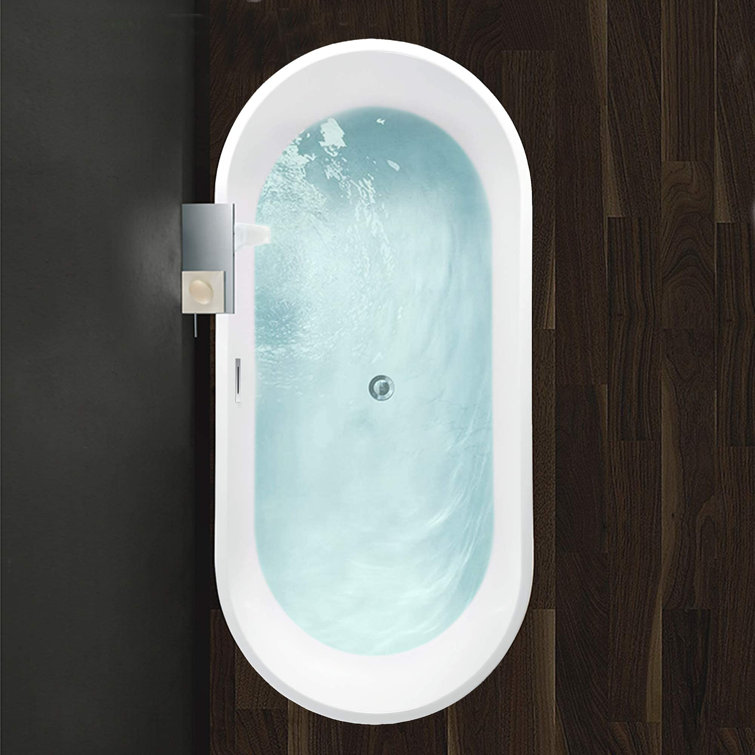 67" x 32" White Freestanding Acrylic Soaking Bathtub