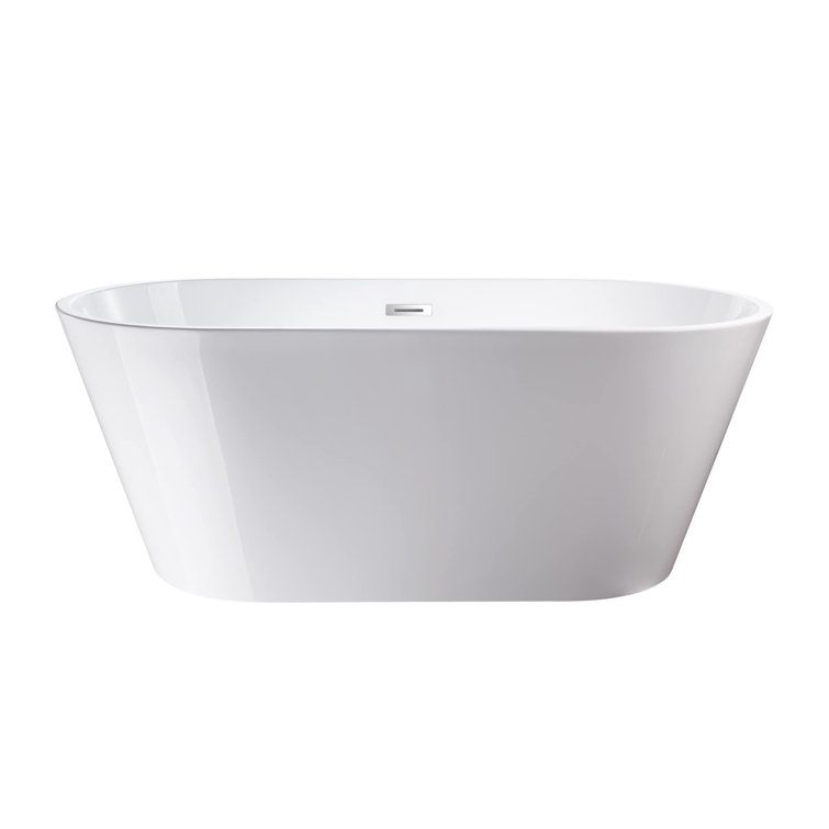 54'' White Freestanding Acrylic Soaking Bathtub